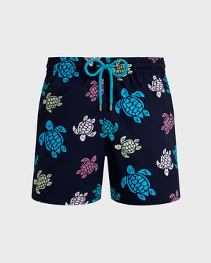 Vilebrequin - Men Stretch Short Swim Shorts Ronde Des Tortues Multicolores - Swimwear - Monrise - Blue - Size XXXL