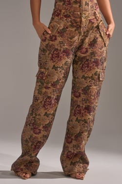 AKIRA Glam Squad Rhinestone Brocade Trouser Pants | Black | Size 2X