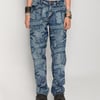 Peace' Laser Print Jeans in Blue