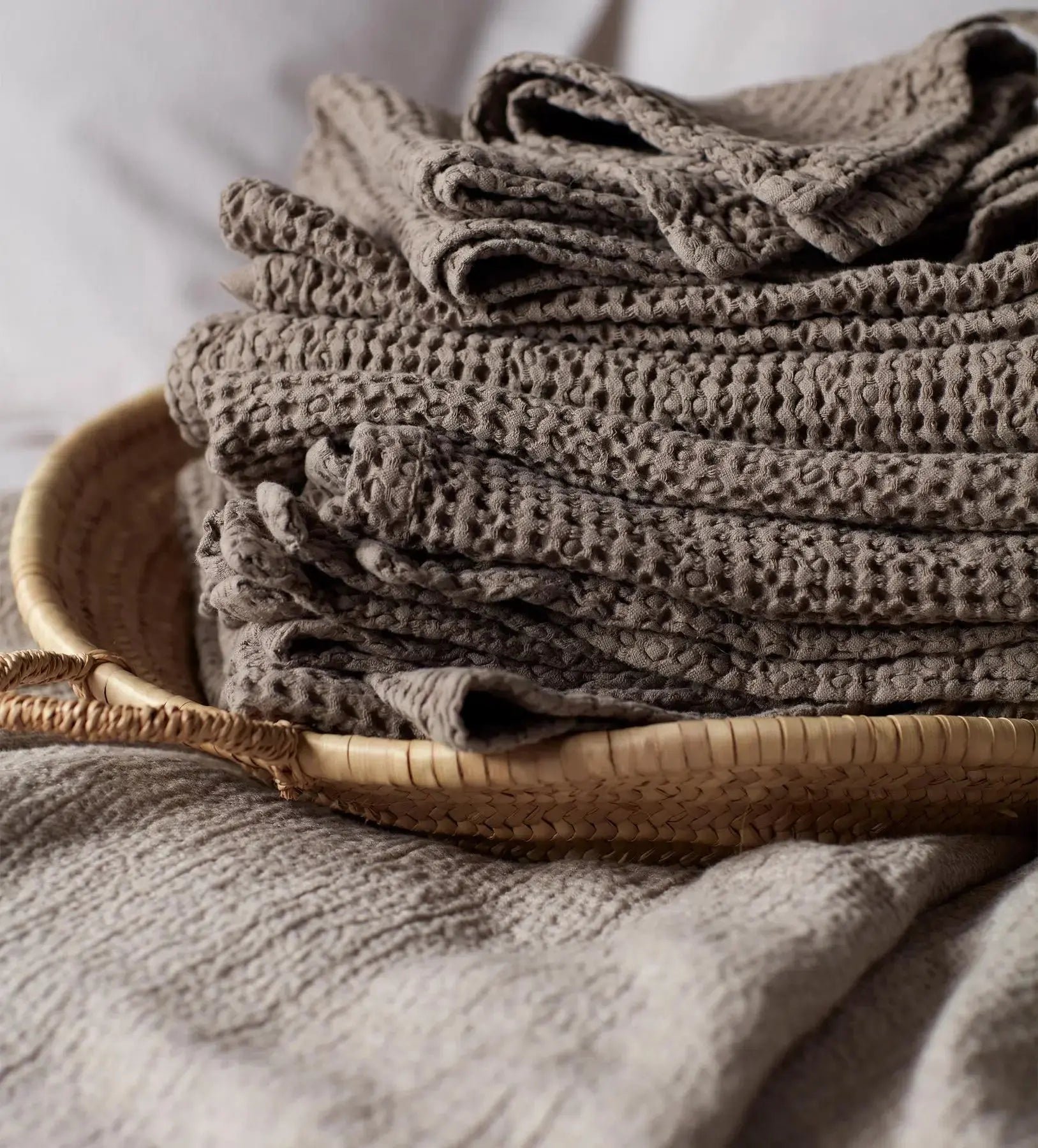 Taupe 100% Cotton Waffle Towels