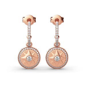 Jeulia "Compass Monogram" Design Sterling Silver Drop Earrings