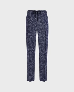 Vilebrequin - Men Two-tone Octopuses Printed Linen Pants - Jeans - Clemence - Blue - Size 40