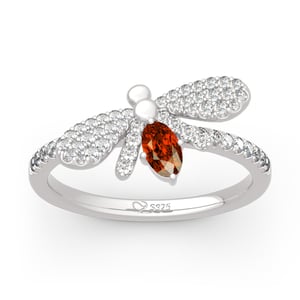 Jeulia "Natural Wonder" Firefly Design Oval Cut Sterling Silver Ring