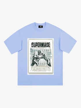 Super Bowl Football Print T-Shirt - Light Blue / 2XL