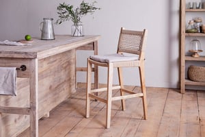 nkuku Aamani Mango Wood & Cord Counter Dining Chair | Seating | One Size | Natural