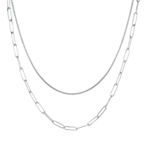 Chunky Chain Layered Necklace Silver