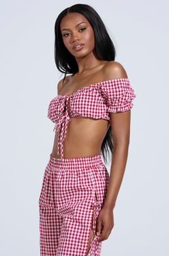 AKIRA Let Me Live Gingham Crop Top | Size Large