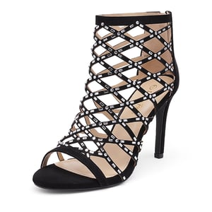 DREAM PAIRS Strappy Stiletto Rhinestone Sandals
