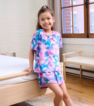 Girls Airbrush Dolphins Tee and Shorts Pajama Set