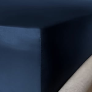 Midnight Blue Pure Silk Fitted Sheet - UK Emperor | Euro Super King (35cm Deep)