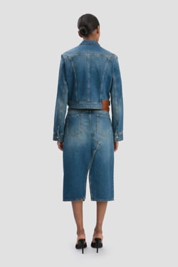 Victoria Beckham Denim Jacket In Mid Blue Wash - 14 - Womens