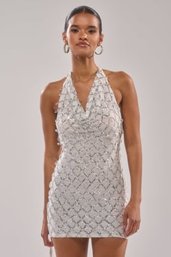 AKIRA Dripped Out Rhinestone Mini Dress | Size 1X