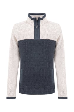 Weird Fish Isla 1/4 Zip Colour Block Macaroni Navy Size 8