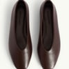 Brown Leather High Vamp Ballet Flats