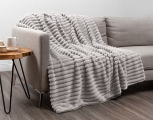 QE Home Channel Plush Throw in Greystone, Textured
