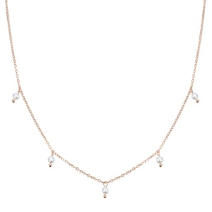 Cinque Pearl Chain Necklace Rose Gold