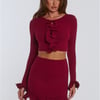 Summer Lush Long Sleeve Crop Top Wine