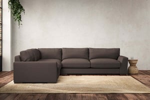 nkuku Guddu Large Left Hand Corner Sofa | Make To Order | Recycled Cotton Mocha | No Colour