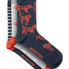 Weird Fish Parade Patterned Socks 3 Pack Rust Leaves Size 4-7