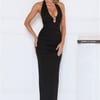 Starlit Elegance Halter Maxi Dress Black