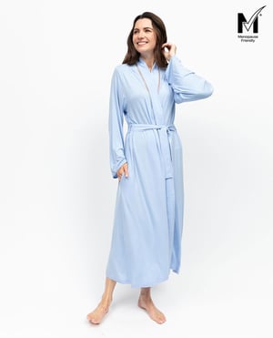 Lucy Womens Lace Detail Jersey Long Dressing Gown - 28