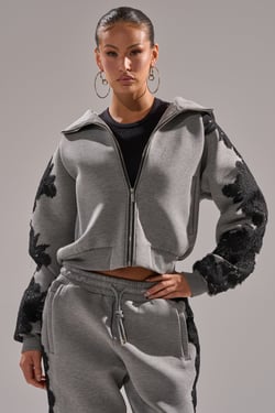 AKIRA Raquel Zip Up Sweatshirt | Black | Size 2X