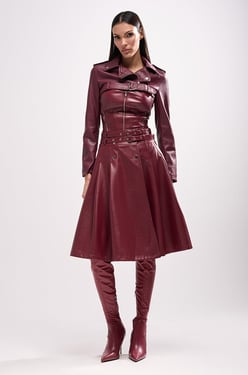 AKIRA Harley Luxe Ultra Crop Moto Jacket | Burgundy | Size Small