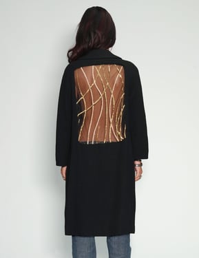 Party Back Coat - Gold Sequin - Black