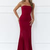 Radiant Petals Strapless Maxi Dress Wine