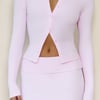 BASE Luxe Rib Button Front Long Sleeve Top Pink