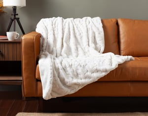 QE Home Sparkle Etched Throw in Shimmering Snowfall, Seasonal, White