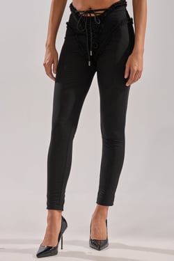 AKIRA Kelly Mesh Lace Up Legging | Black | Size 1X