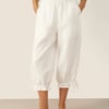 100% Linen Elastic Waist Ruffled Cuff Pants RUBY - Optic White / L