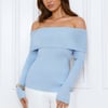 Dreamwave Off Shoulder Knit Top Blue
