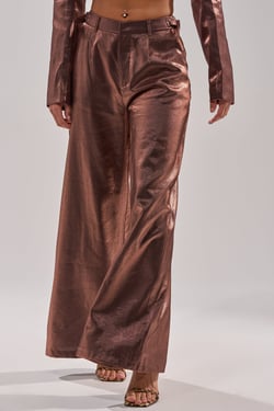 AKIRA Stay Close Iridescent Trouser Pants | Brown | Size 2X