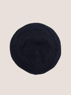 100% Wool Hand-Knit Beret - Ebony / One Size