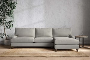 nkuku Marri Right Hand Chaise Sofa | Make To Order | Grand | Brera Linen Smoke