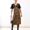 Leopard Printed Satin Midi Dress - 8