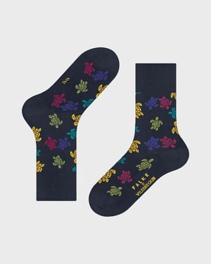 Vilebrequin - Men Socks Rondes Des Tortues Multicolores - Vilebrequin X Falke - Socks - Socks4 - Blue - Size 41-42