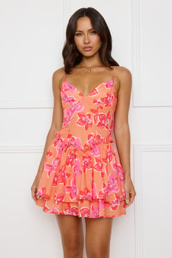 Floral Freshness Mini Dress Orange
