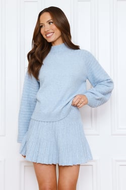 Seasonal Style Knit Sweater Blue