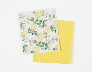 QE Home Swedish Dishcloths in Lemons (Set of 2), Scenic, Yellow