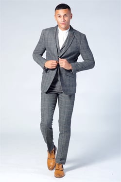 Cavani Albert Grey Tweed Three Piece Suit Short