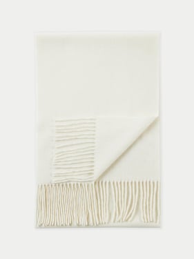 Organic Color Fringe Scarf - 170x30cm + 2x10cm fringes / White / AW01-H-1
