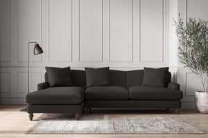 nkuku Deni Large Left Hand Chaise Sofa | Make To Order | Brera Linen Espresso | No Colour