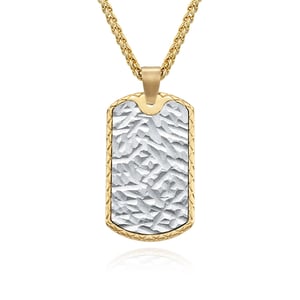 Jeulia Tree Bark Textured ID Tag Stainless Steel Men's Necklace