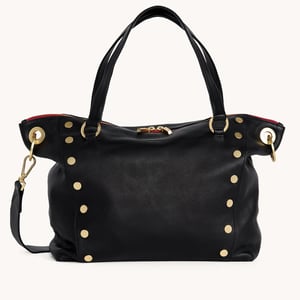 Hammitt Daniel Black Brushed Gold Red Zip Lrg