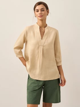100% Linen Dress Shirt JOANNA - Butter Yellow / XXL