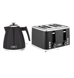 1.7L 3000W Electric Kettle & 4 Slice Toaster Kitchen Set Linear Black