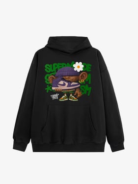 Street Cartoon Trend Sneakers Boy Hoodie - Black / XXL